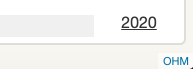 A link labeled OHM in the lower-right corner of a webpage, below a time slider.